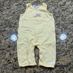 Vintage Carters Baby Yellow Bear Embroidered Cotton Romper Sleeveless 3-6 Months